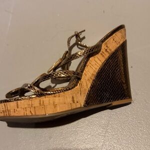 Copper wedge sandals